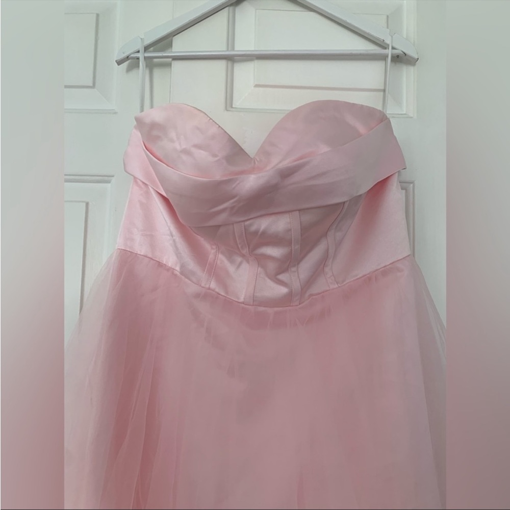 HEBEOS pink poofy prom dress princess strapless Large Medium fairytale